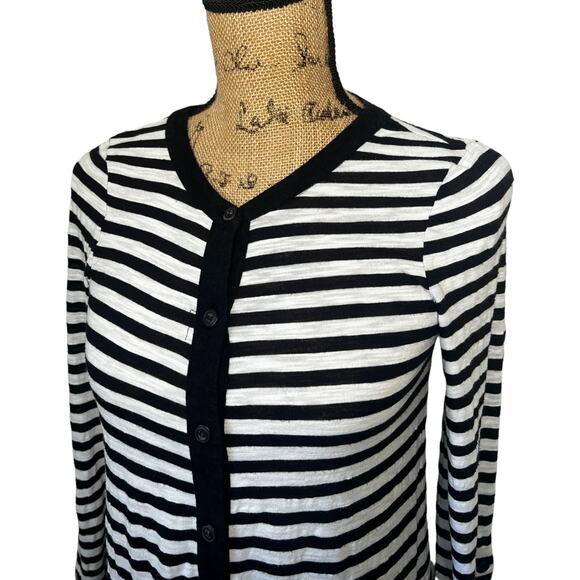 Anthro Postage Stamp Striped Mixed Fabric Tunic Top XS - Picture 3 of 6